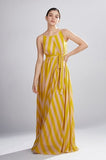 Mustard Stripe Long Dress HWD-0055