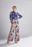 Peach & Blue Floral Pants Set HWD-0051