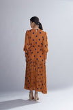 Orange & Blue Polka Long Frock HLF-0052