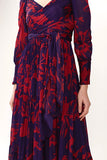 Purple & Red Floral Long Wrap Dress HWD-0056