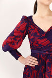 Purple & Red Floral Long Wrap Dress HWD-0056