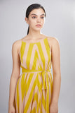 Mustard Stripe Long Dress HWD-0055