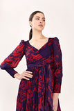 Purple & Red Floral Long Wrap Dress HWD-0056