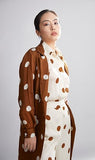 Brown & Cream Polka Dot Dress HWD-0052