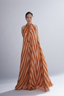 Orange & Peach Stripe Dress HWD-0048