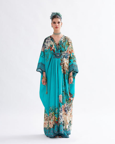 Blue Floral Kaftan HLK-0054