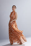 Orange & Peach Stripe Dress HWD-0048