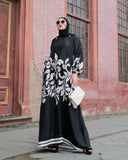 Black & White Floral Abaya HAC-0017