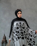 Black & White Kaftan Abaya HLK-0073