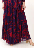 Purple & Red Floral Long Wrap Dress HWD-0056