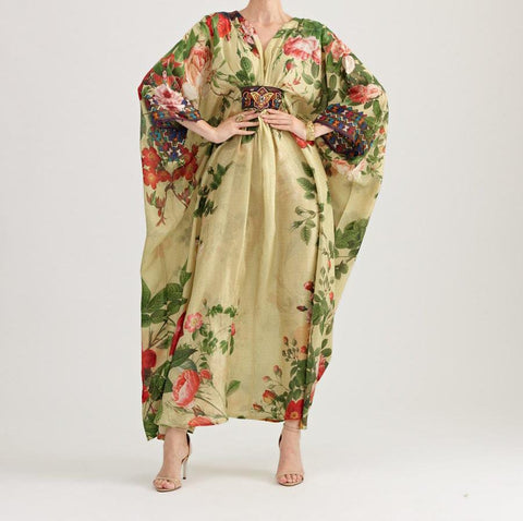 Sulphur Floral Long Kaftan AUG-0002