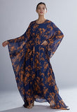 Blue & Orange Floral Kaftan HLK-0197