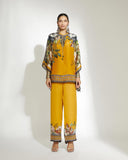 Mustard Floral Kaftan Trousers Set HED-0023