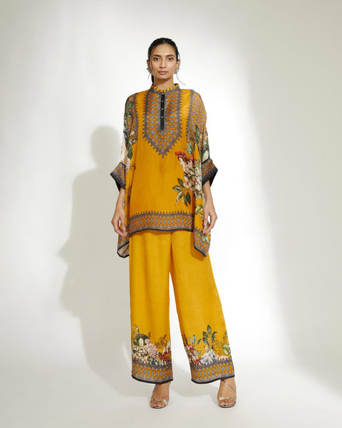 Mustard Floral Shirt Trousers Set HED-0015