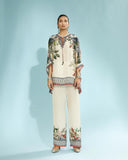 Beige Floral Kaftan Trousers Set HED-0022