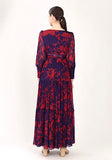 Purple & Red Floral Long Wrap Dress HWD-0056