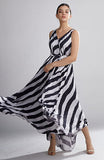 White & Black Stripe Long Dress HWD-0054