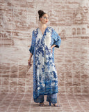 White & Blue Kaftan Set HWB-0005