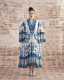 White & Blue Kaftan Shirt HWB-0004