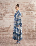 White & Blue Kaftan Shirt HWB-0004