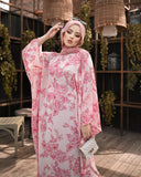 Pink Floral Kaftan Abaya HLK-0081