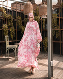 Pink Floral Kaftan Abaya HLK-0081