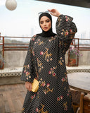 Black Dots Floral Abaya HAC-0021