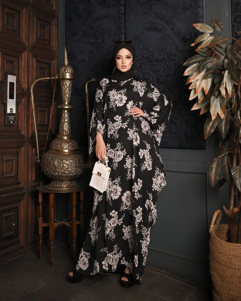 Black & White Abaya Kaftan HLK-0077