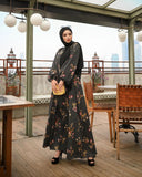 Black Dots Floral Abaya HAC-0021