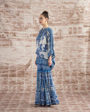 White & Blue Kaftan & Shara Set HWB-0003