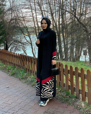 Black Zebra Print Abaya HAC-0033