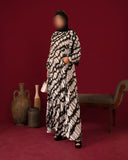 Black & Pink Abstract Abaya HAC-0007