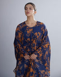 Blue & Orange Floral Kaftan HLK-0197