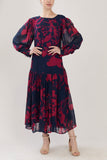 Blue & Red Floral Frock HLF-0042