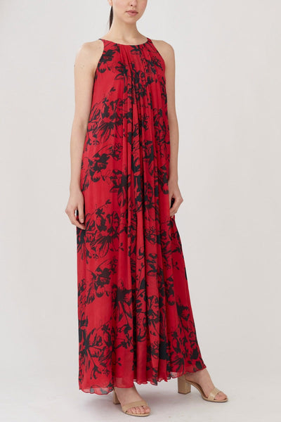 Red & Black Floral Dress HWD-0038