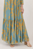 Blue & Yellow Floral Long Frock HLF-0041