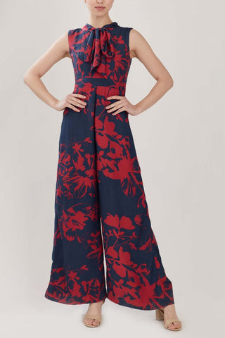 Blue & Red Floral Jumpsuit HWD-0036