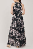 Black & Off White Floral Long Frock HLF-0040