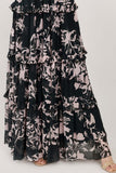 Black & Off White Floral Long Frock HLF-0040