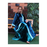 Blue & Green Velvet Gown HVC-0012