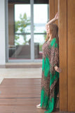 Cheetah Green Kaftan HSK-0006