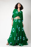 Bottle Green Kaftan Top With Cirular Pants Set HTD-0003