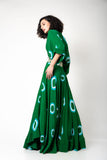 Bottle Green Kaftan Top With Cirular Pants Set HTD-0003