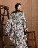 Black Floral Kaftan Abaya HAC-0025