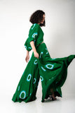 Bottle Green Kaftan Top With Cirular Pants Set HTD-0003