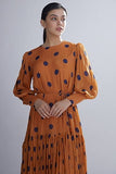 Orange & Blue Polka Long Frock HLF-0052