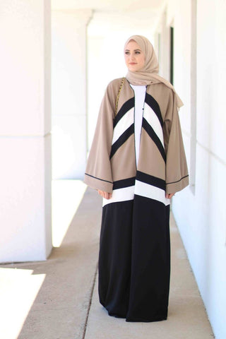 Cream Black Abaya HAC_0055