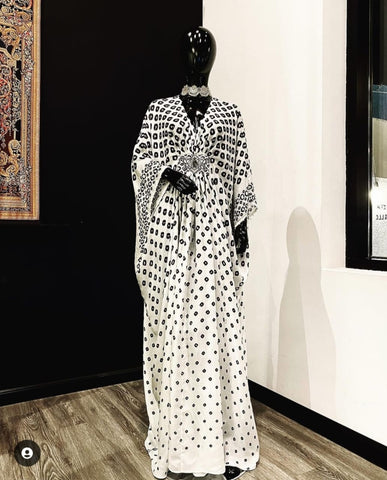 Black & White Long Kaftan HLK-0026