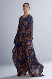 Blue & Orange Floral Kaftan HLK-0197