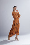 Orange & Blue Polka Long Frock HLF-0052